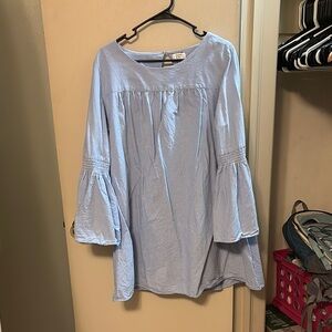 Crown & Ivy Blue Ruffled Bell Sleeve Blouse